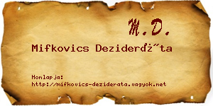 Mifkovics Dezideráta névjegykártya